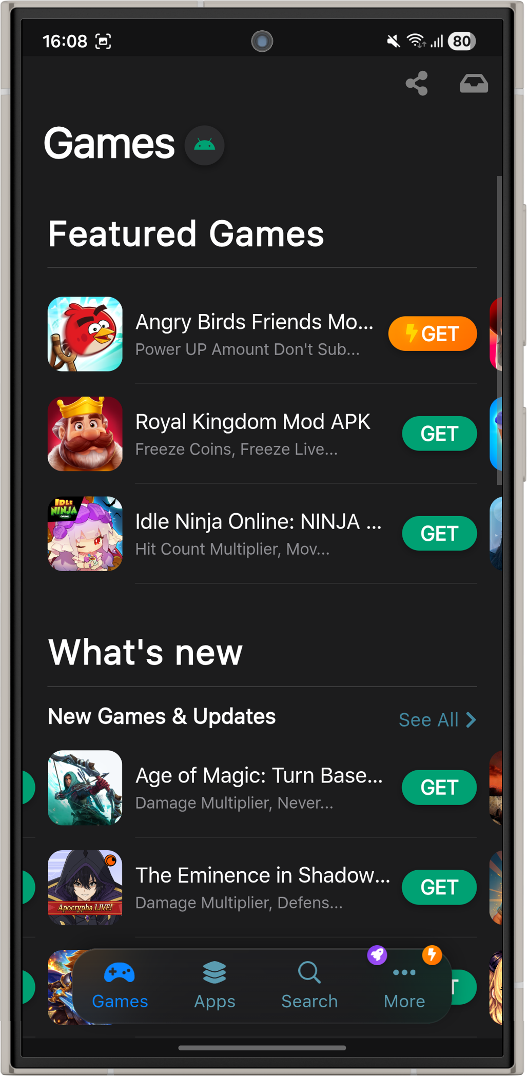 iOSGods App Android featured games list