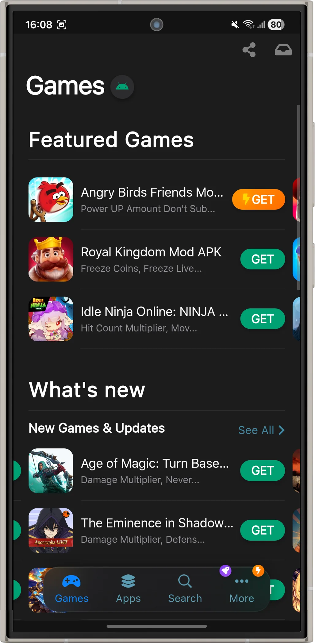 iOSGods App Android featured games list
