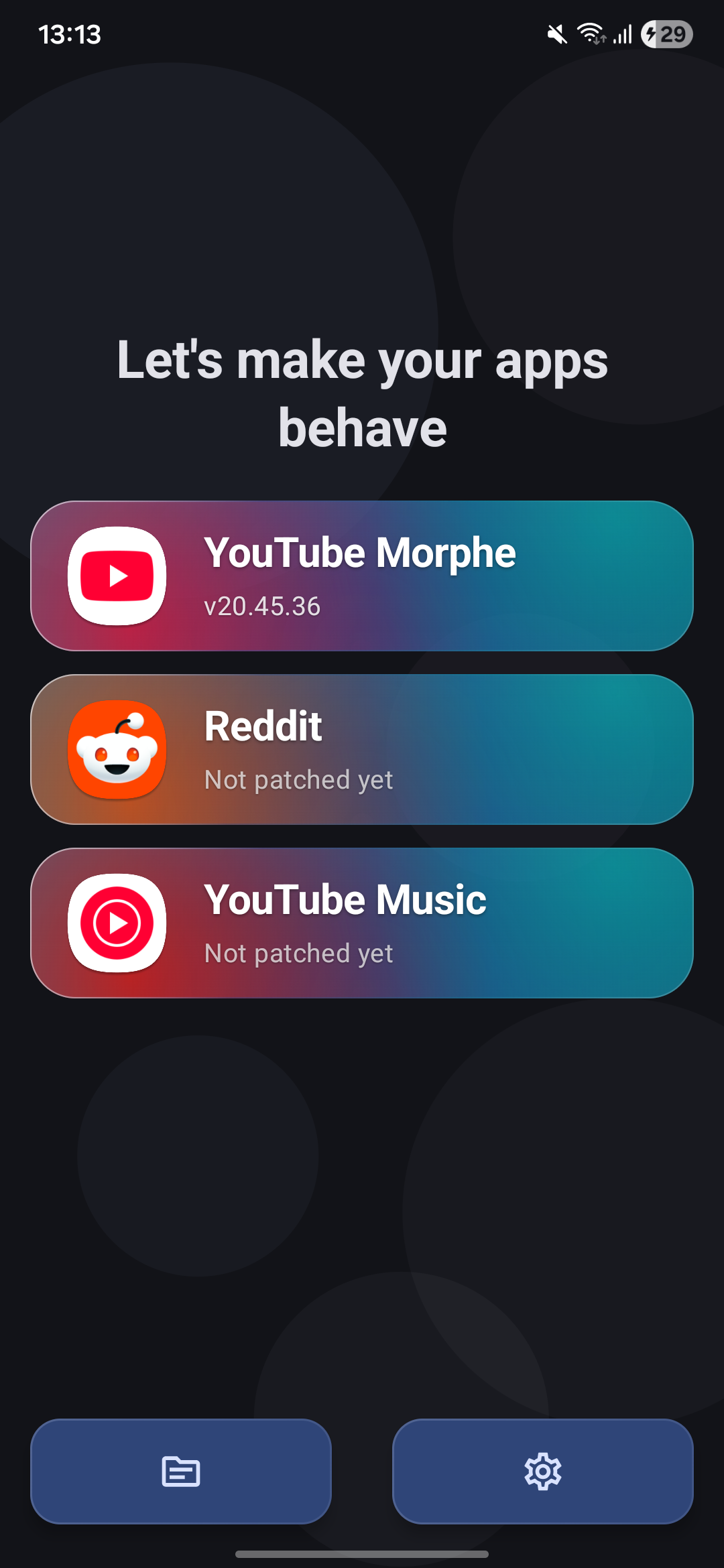 Morphe App for YouTube & Reddit screenshot 1 - Android mod app interface