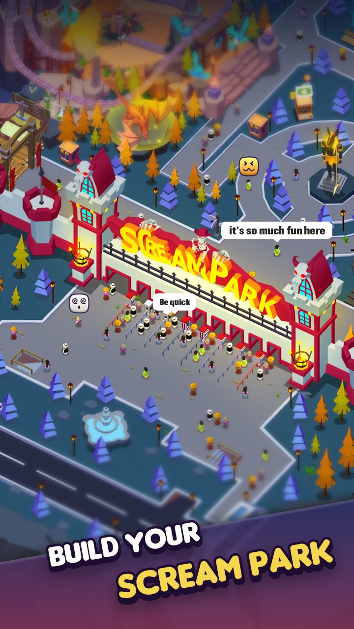 Idle Scream Park Mod APK screenshot 1 - Android mod game interface